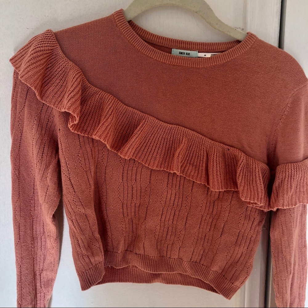 Kimichi Blue Ruffle Cropped Sweater